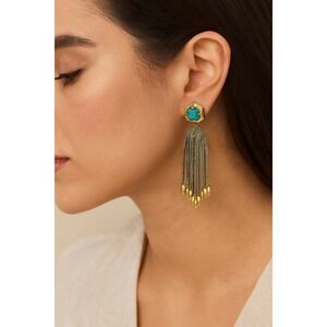Stella & Dot‎ Turquoise Gold Tone Chandelier Tassel Earrings